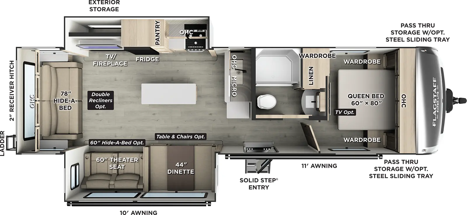 Flagstaff Super Lite Travel Trailers 29RLKS Floorplan